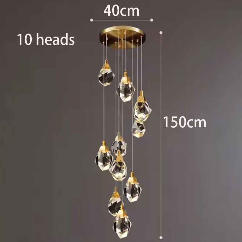 Modern home decoration crystal chandelier, stair Pendant lamp, living room Pendant lights, interior lighting