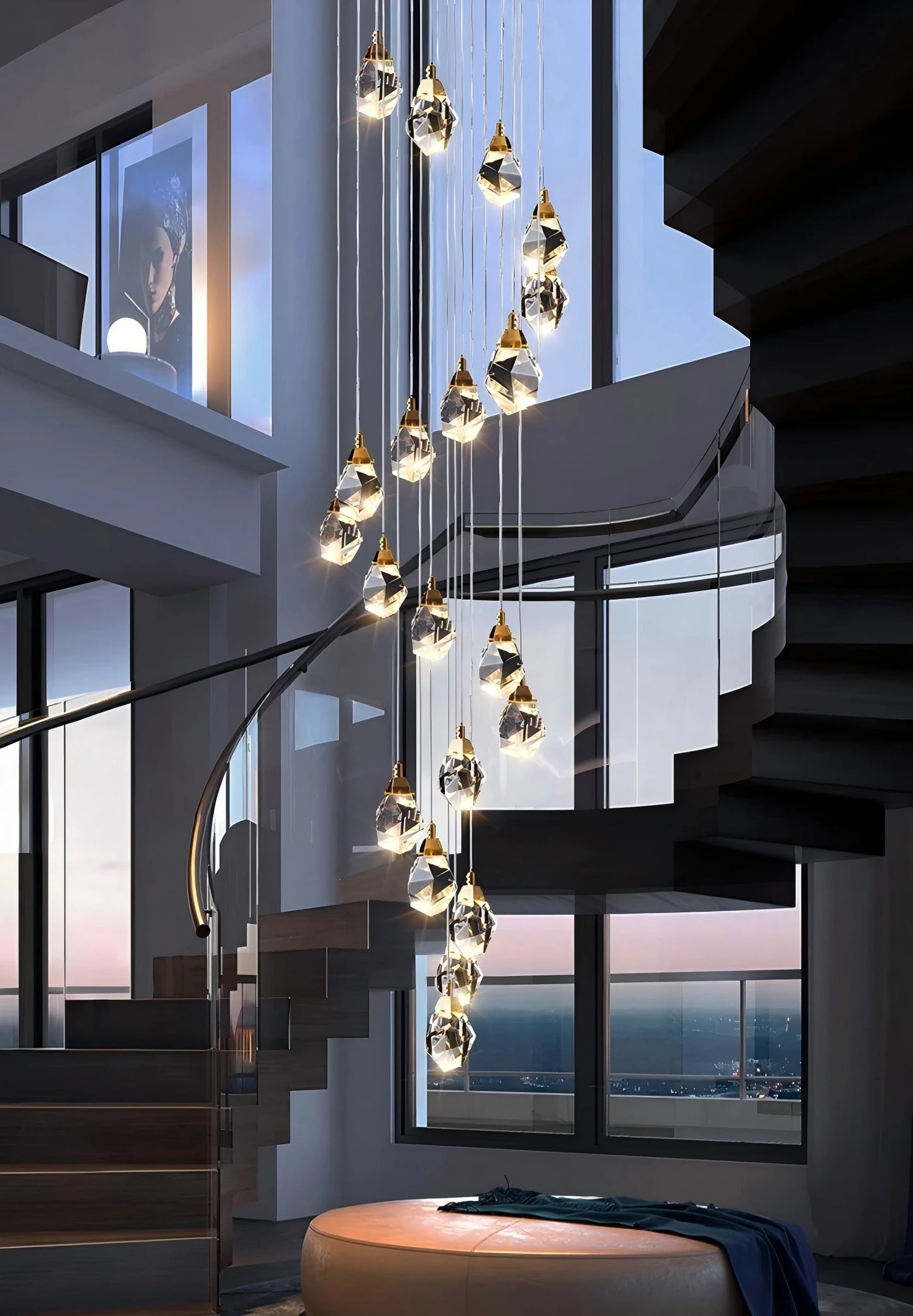 Modern home decoration crystal chandelier, stair Pendant lamp, living room Pendant lights, interior lighting
