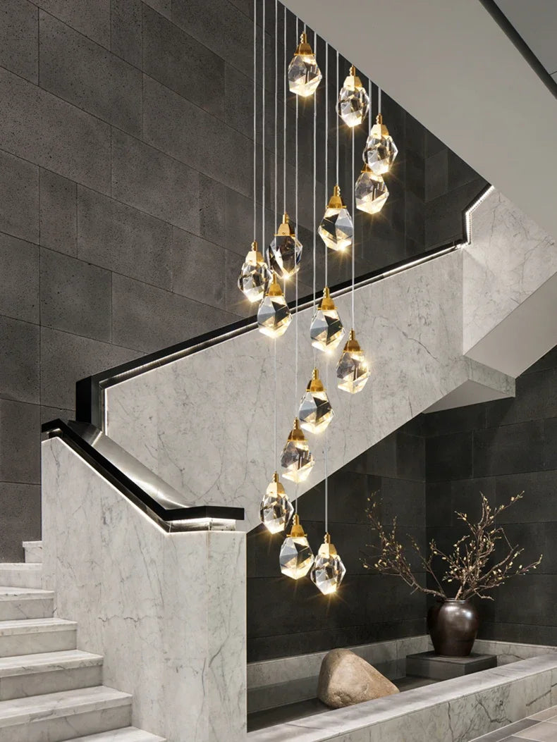 Modern home decoration crystal chandelier, stair Pendant lamp, living room Pendant lights, interior lighting