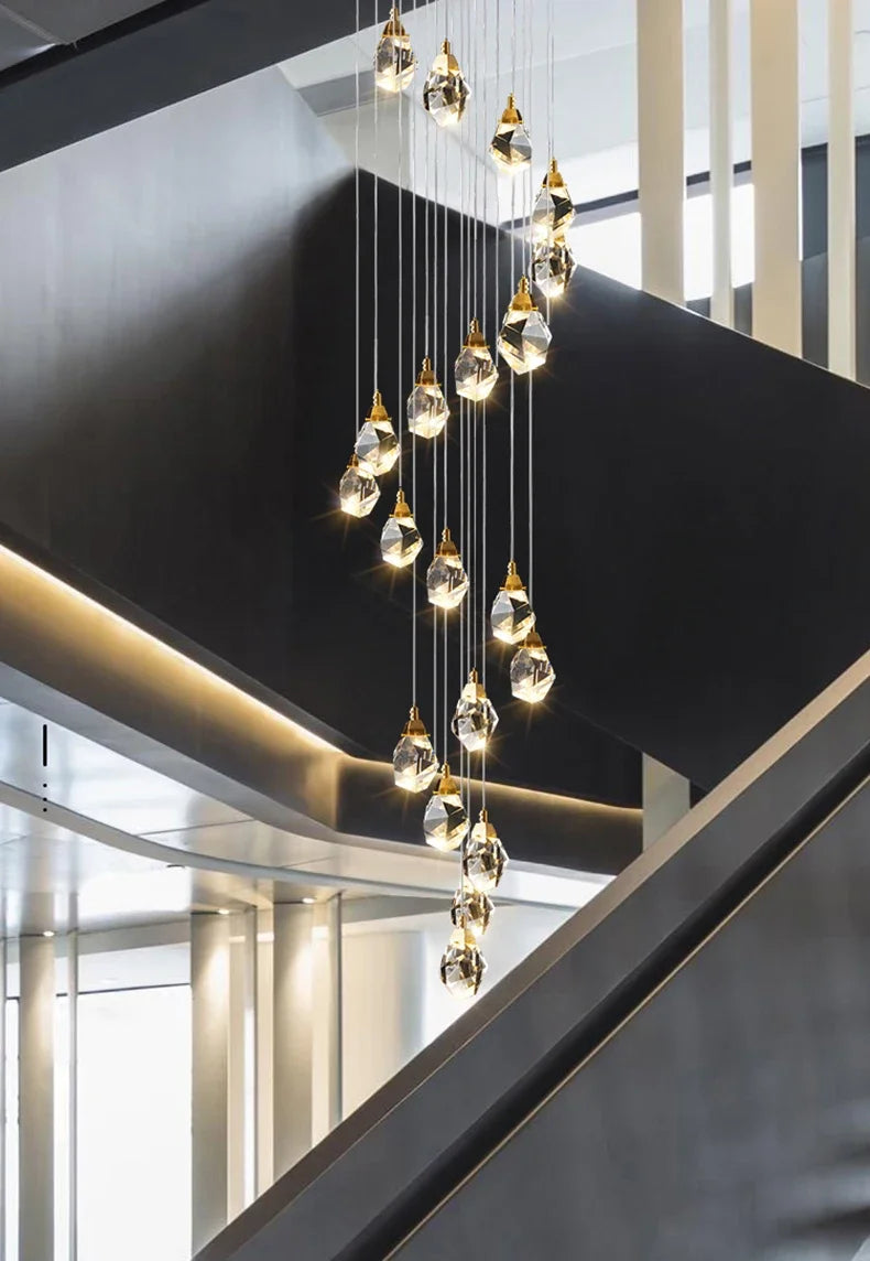 Modern home decoration crystal chandelier, stair Pendant lamp, living room Pendant lights, interior lighting