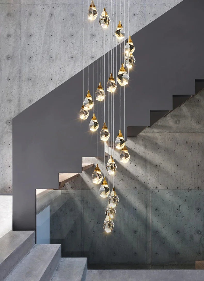 Modern home decoration crystal chandelier, stair Pendant lamp, living room Pendant lights, interior lighting