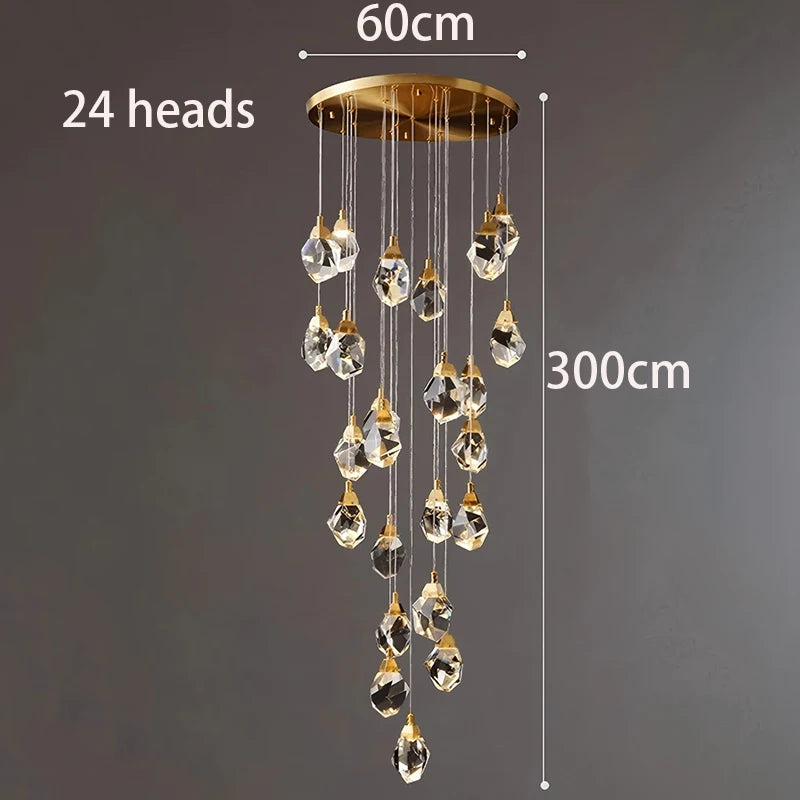 Modern home decoration crystal chandelier, stair Pendant lamp, living room Pendant lights, interior lighting