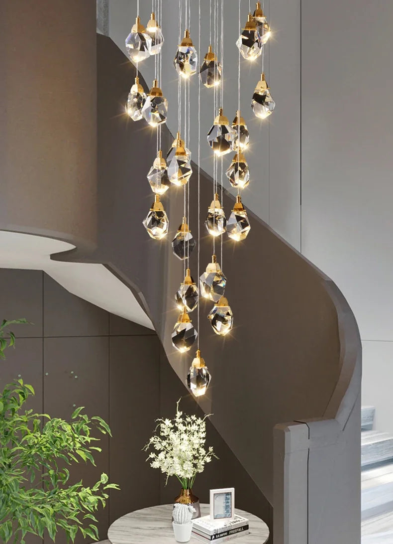 Modern home decoration crystal chandelier, stair Pendant lamp, living room Pendant lights, interior lighting