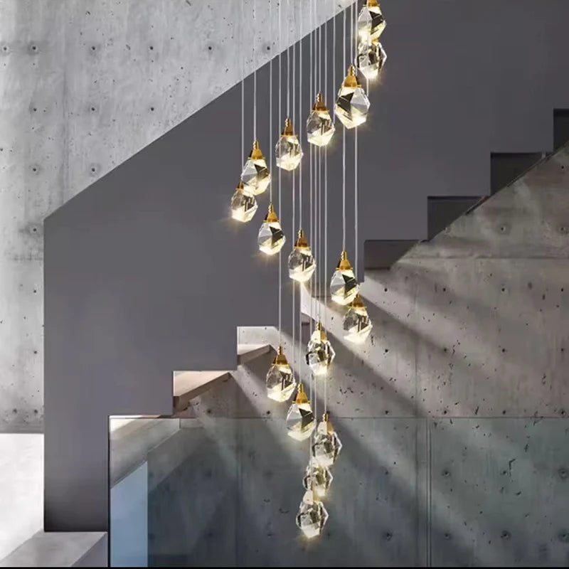 Modern home decoration crystal chandelier, stair Pendant lamp, living room Pendant lights, interior lighting