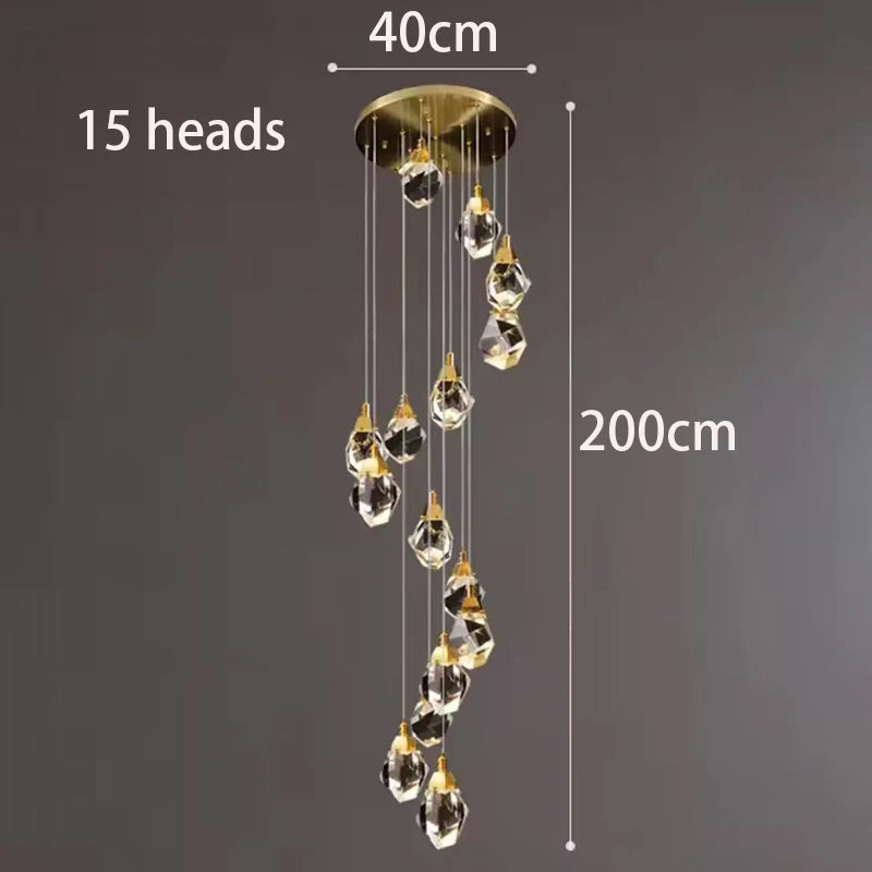 Modern home decoration crystal chandelier, stair Pendant lamp, living room Pendant lights, interior lighting