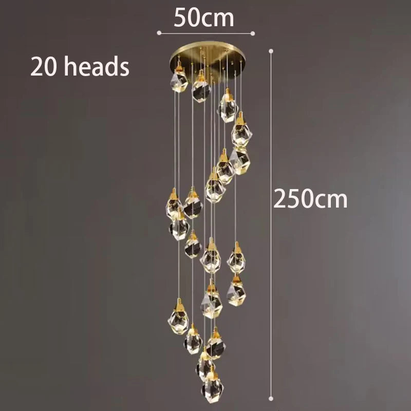 Modern home decoration crystal chandelier, stair Pendant lamp, living room Pendant lights, interior lighting