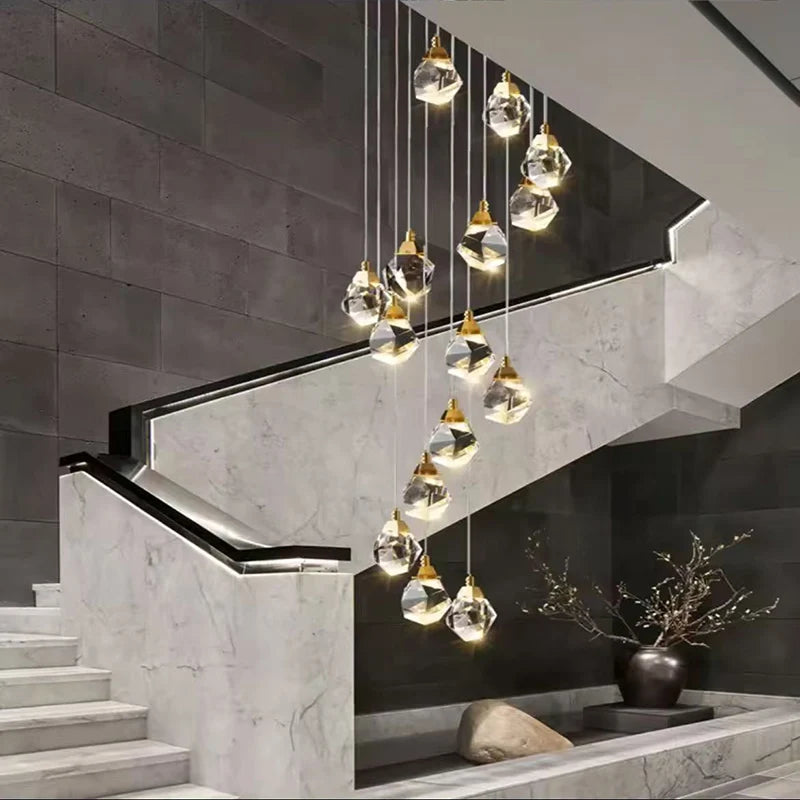 Modern home decoration crystal chandelier, stair Pendant lamp, living room Pendant lights, interior lighting