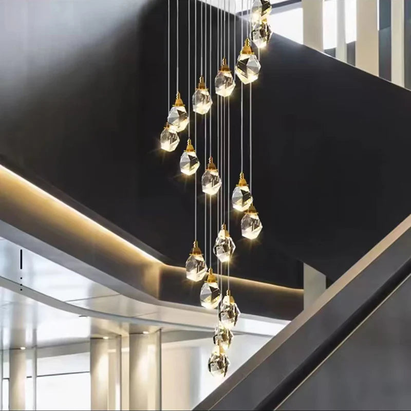 Modern home decoration crystal chandelier, stair Pendant lamp, living room Pendant lights, interior lighting