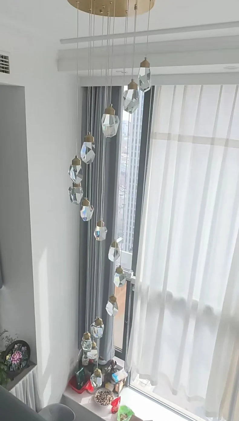 Modern home decoration crystal chandelier, stair Pendant lamp, living room Pendant lights, interior lighting