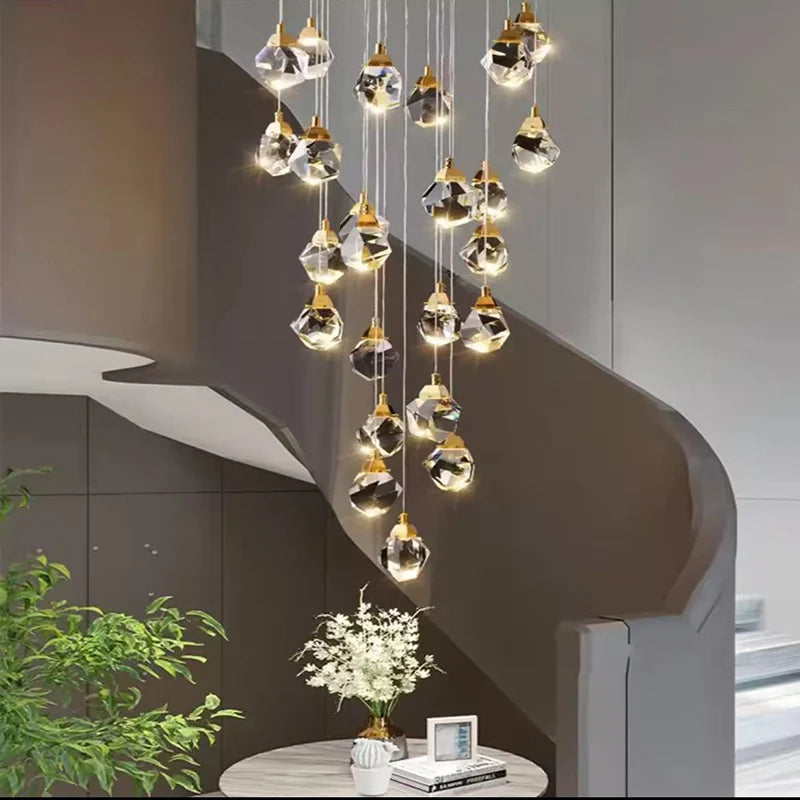 Modern home decoration crystal chandelier, stair Pendant lamp, living room Pendant lights, interior lighting