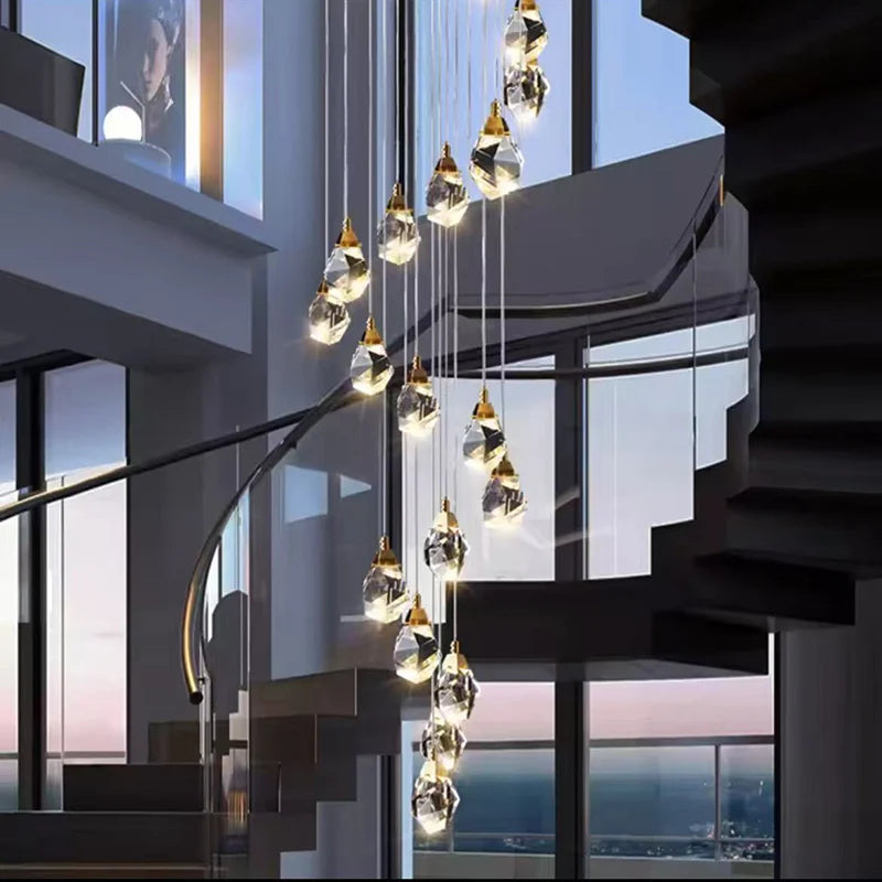 Modern home decoration crystal chandelier, stair Pendant lamp, living room Pendant lights, interior lighting