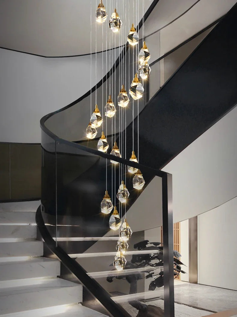 Modern home decoration crystal chandelier, stair Pendant lamp, living room Pendant lights, interior lighting